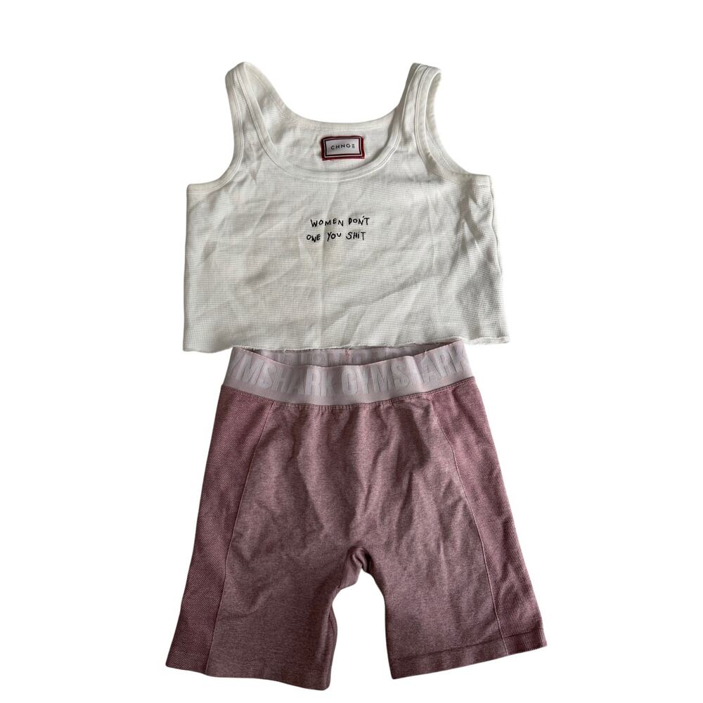 Gymshark Seamless Shorts + CHNGE Graphic Crop Tank Bundle (Mixed Sizes)